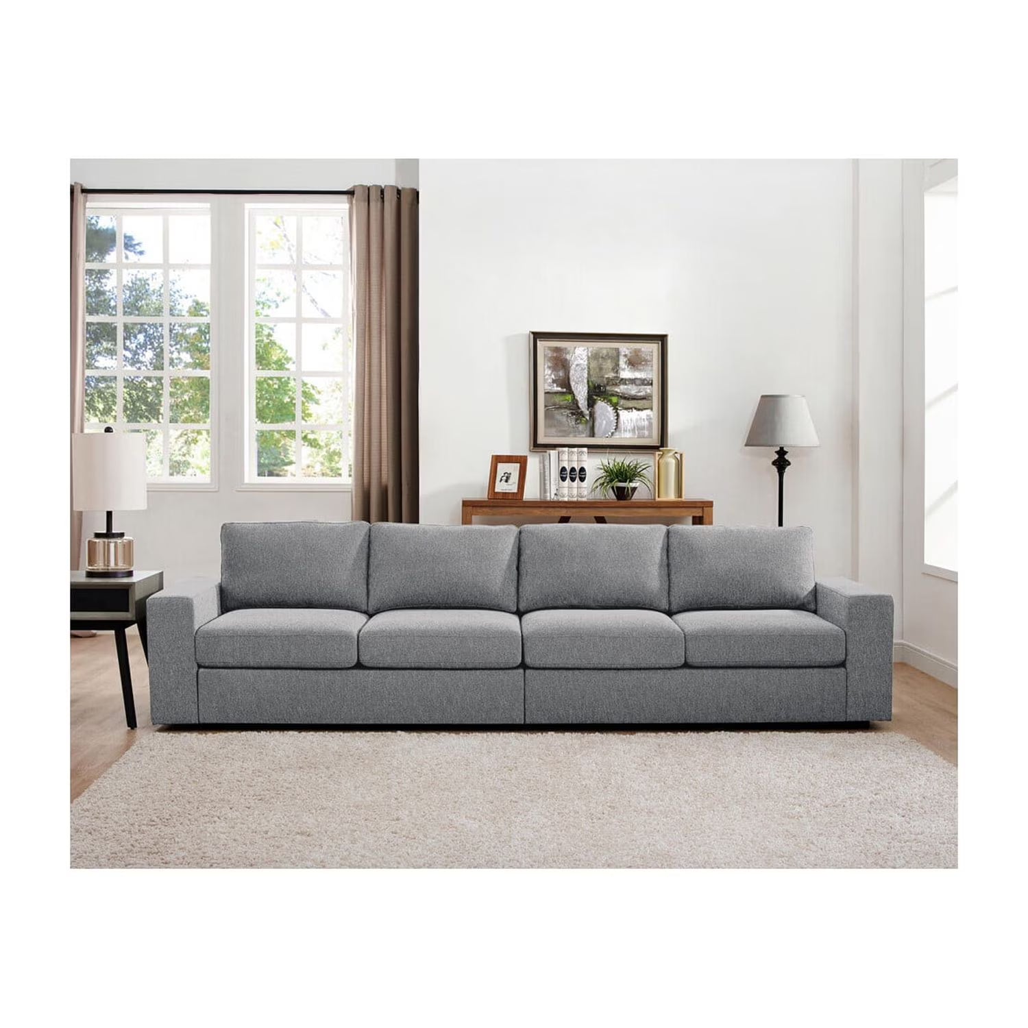 Light Gray Linen 4 Seater Sofa I3383