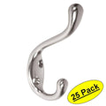 25 Pack Satin Nickel Heavy Duty Coat & Hat Hook E342844