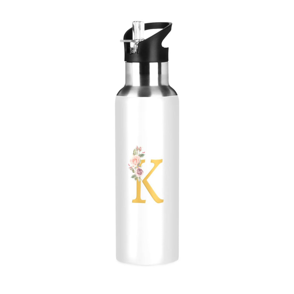 Stainless Steel Insulated Thermos Vacuum Flask Water Bottle with Straw Lid L5739