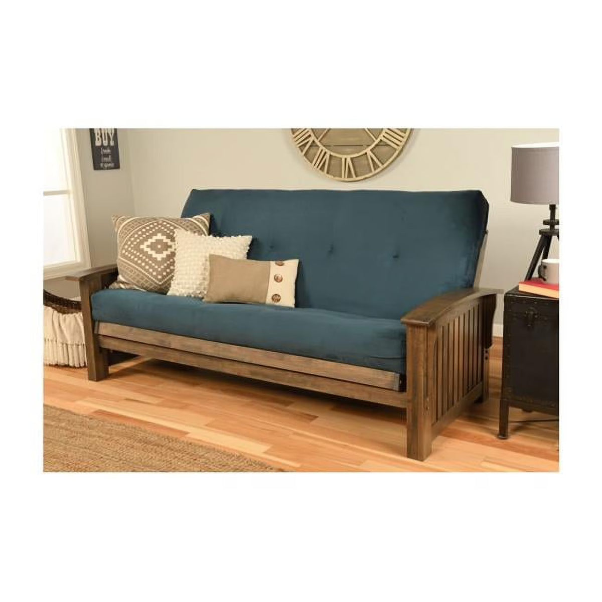 Rustic Walnut Finish Suede Navy Mattress T744