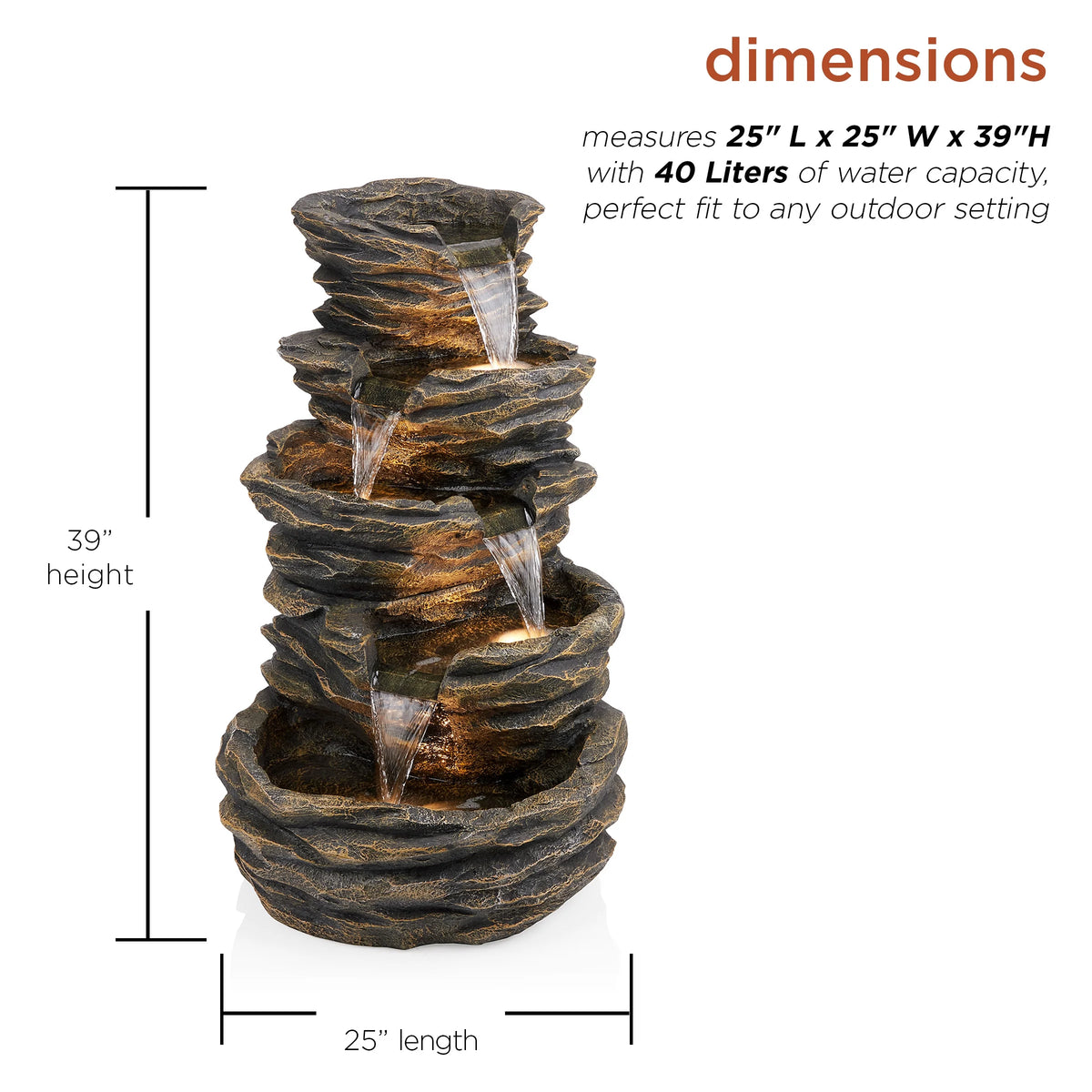 Five-Level Rock Waterfall Fountain K414321