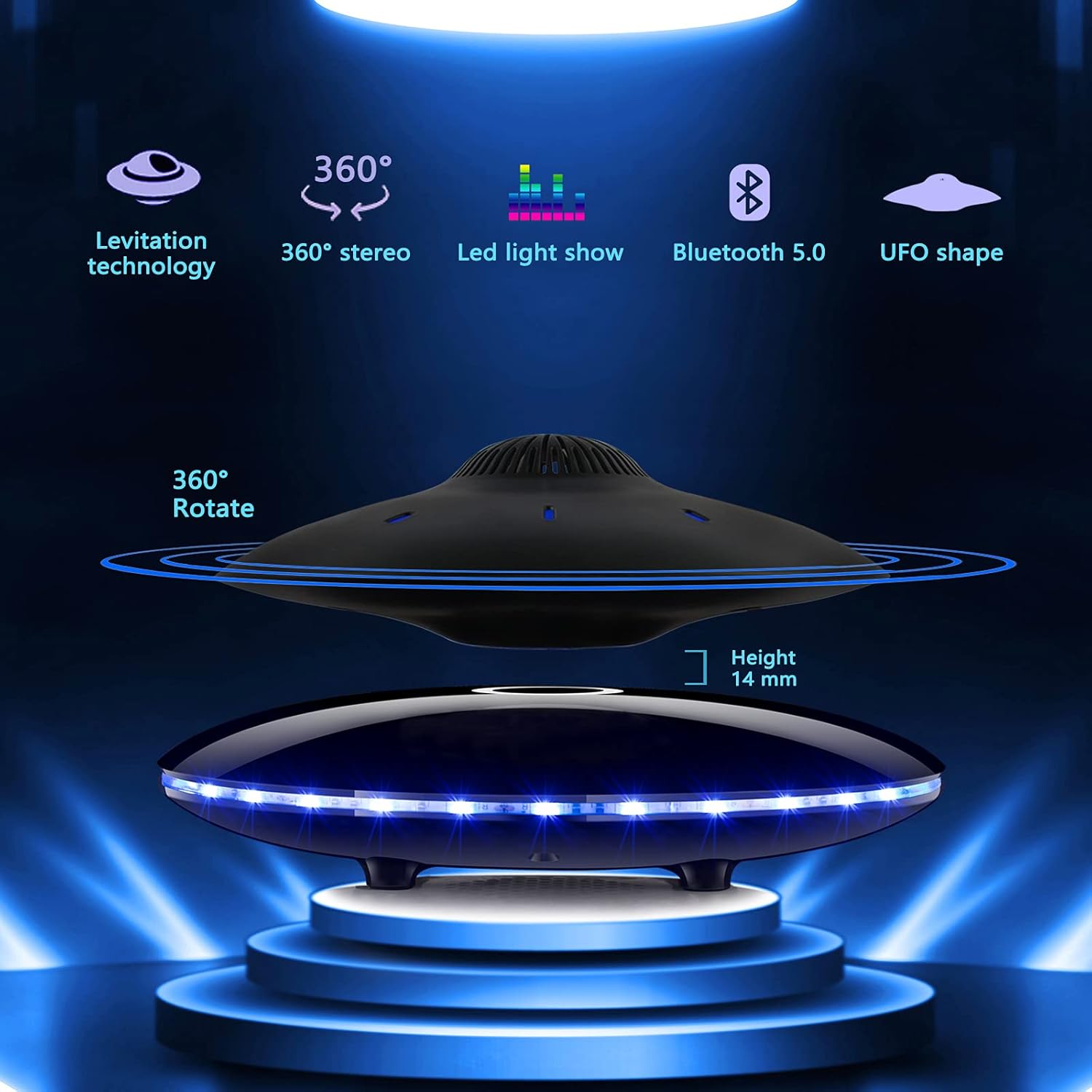 Magnetic Levitating Bluetooth Speaker with LED Lights Base V939