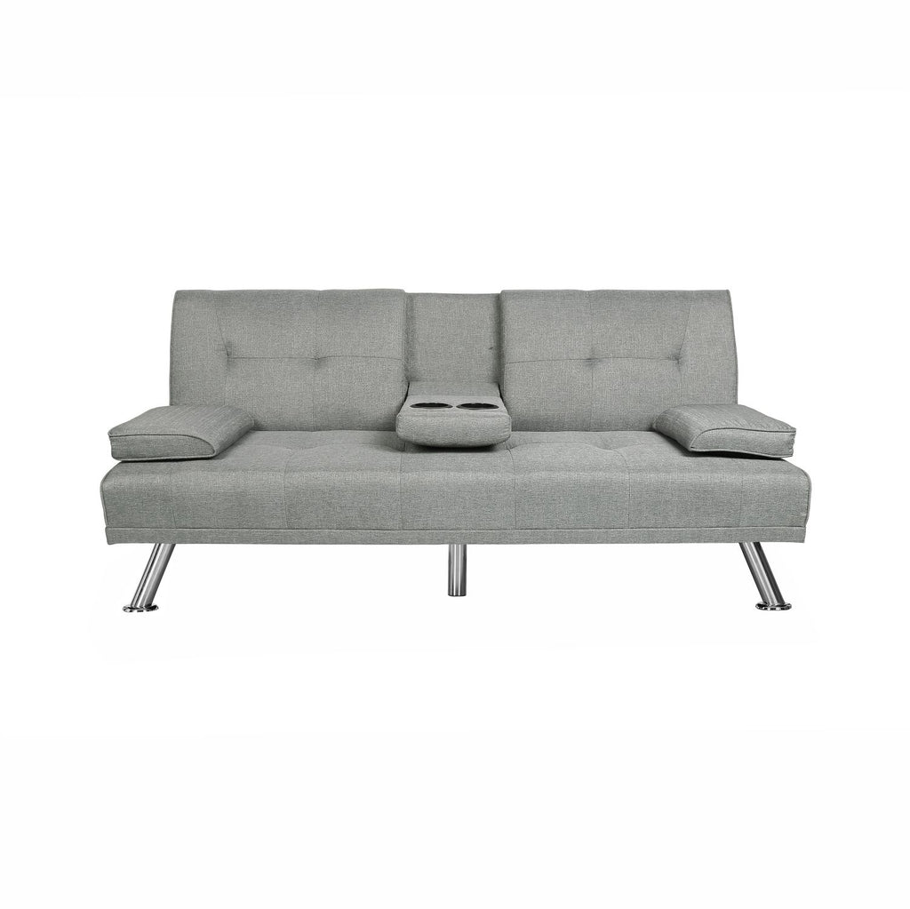 Light Grey Fabric Futon Sofa Bed I643576