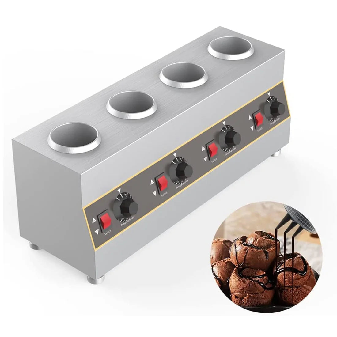 4 Pots Electric Sauce Warmer Stainless Steel J683151