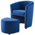 Navy Blue Velvet Armchair and Ottoman A1756