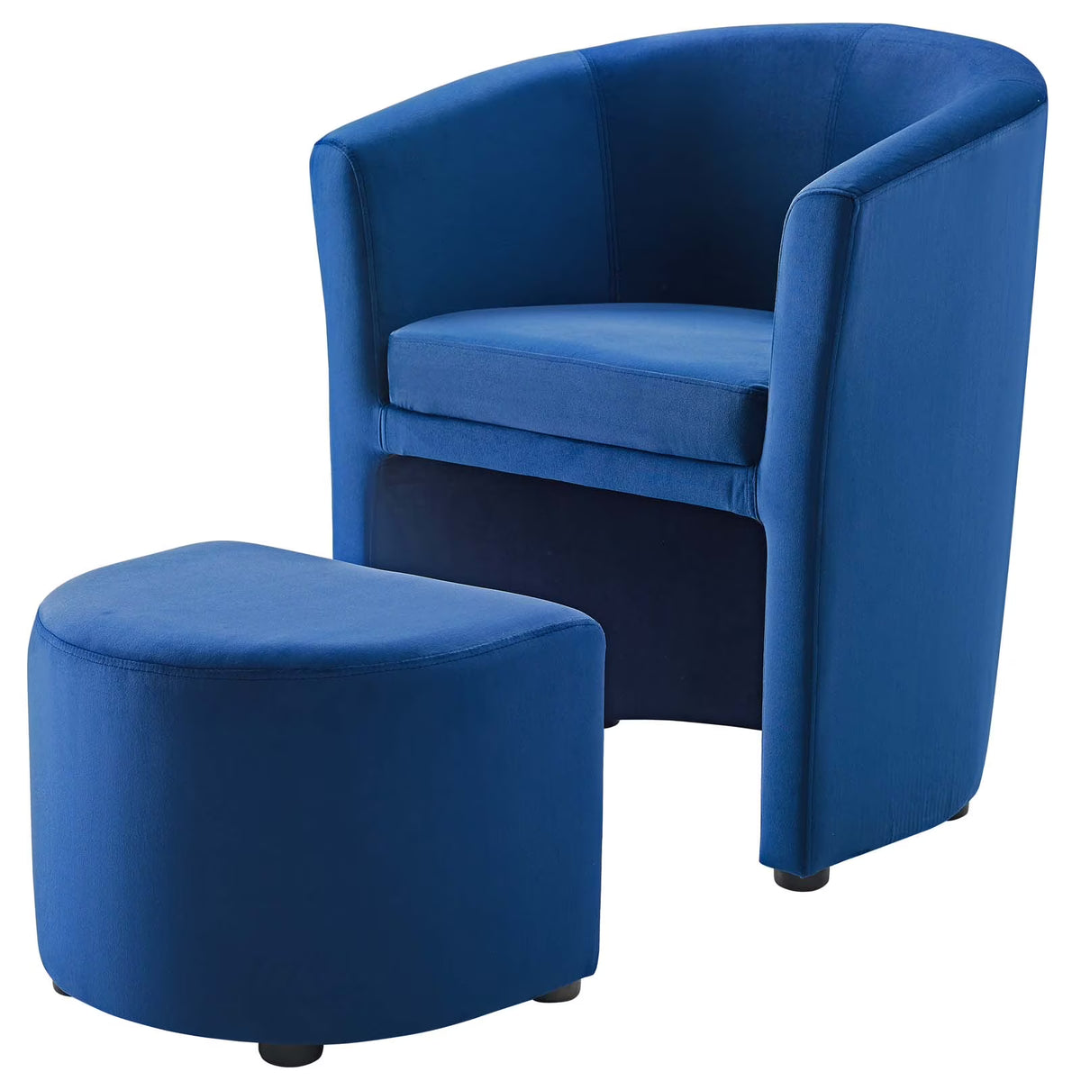 Navy Blue Velvet Armchair and Ottoman A1756