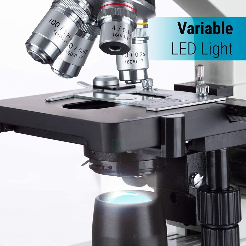 40X-2000X LED Binocular Compound Lab Microscope with Double Layer Mechanical Stage V6841