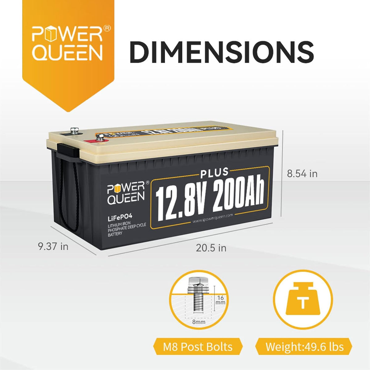 12V 200Ah LiFePO4 Deep Cycle Lithium Battery with 200A BMS H758676