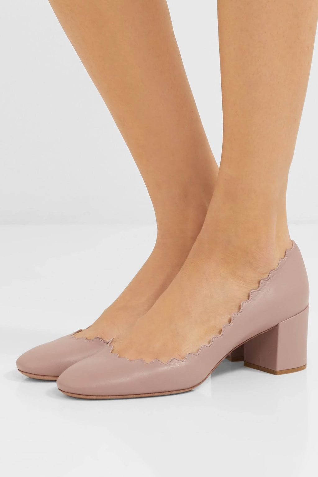 Scalloped Leather Pump 10 S13915