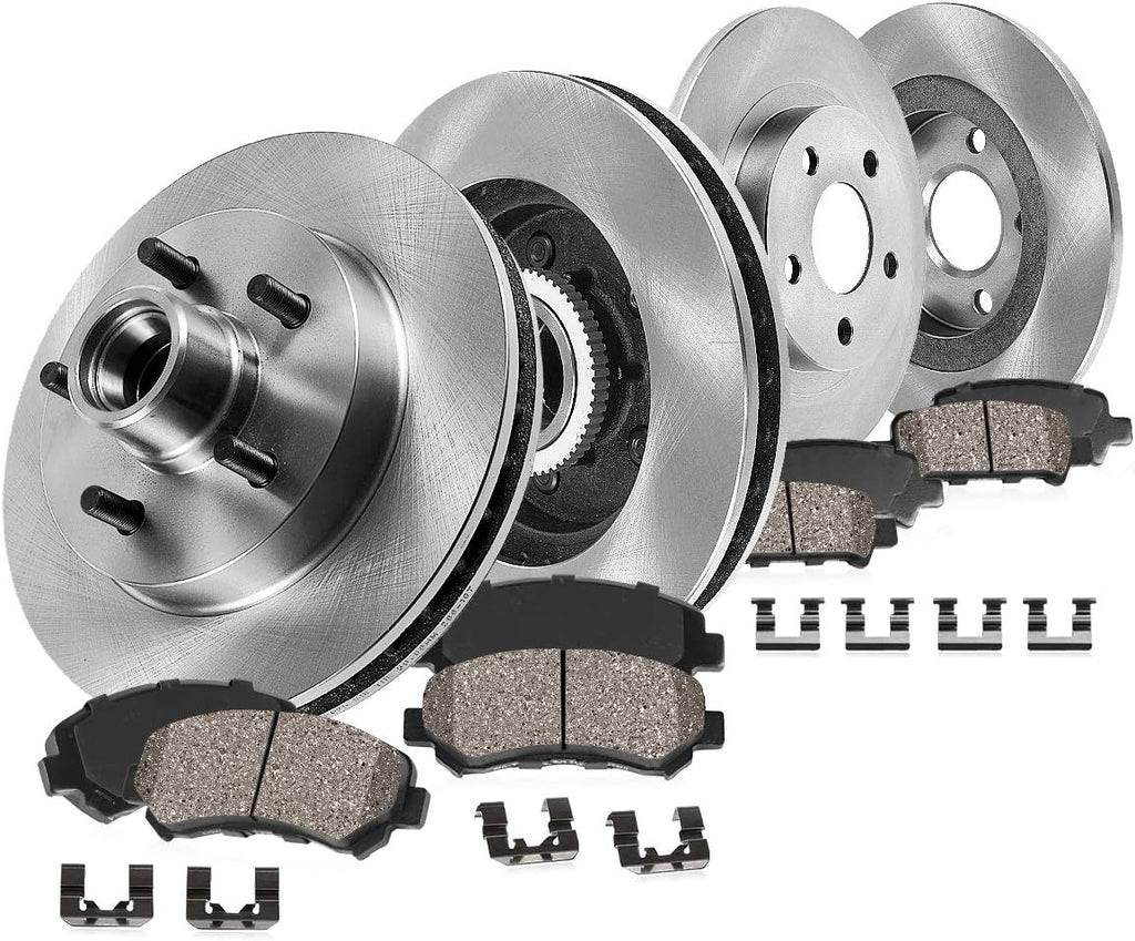 Premium OE 5 Lug Rotors + Ceramic Brake Pads + Hardware W348
