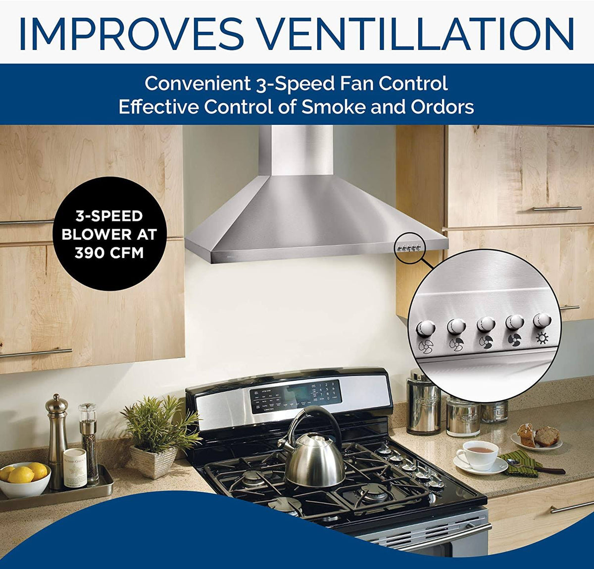 Stainless Steel Wall-Mounted Chimney Range Hood T9768