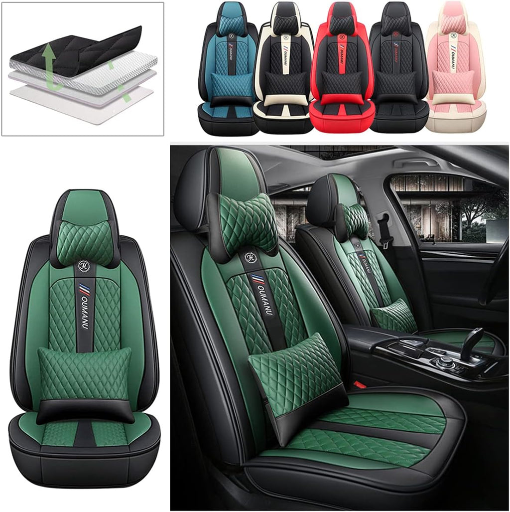 Black & Beige PU Leather Car Seat Covers G1812