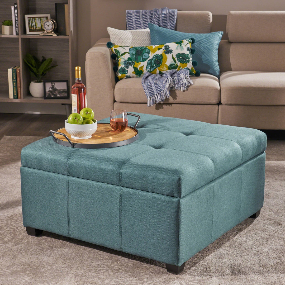 Dark Gray Fabric Storage Ottoman W333578