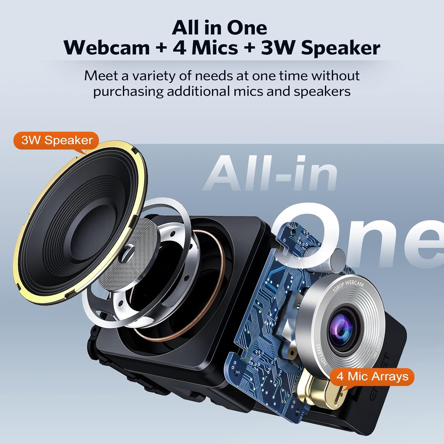 1080P 60FPS Webcam with Microphone and Speaker O702180