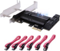 6 Ports PCIe SATA 3.0 6Gbps Expansion Controller Card with 6 SATA Cables and Heatsink X99028