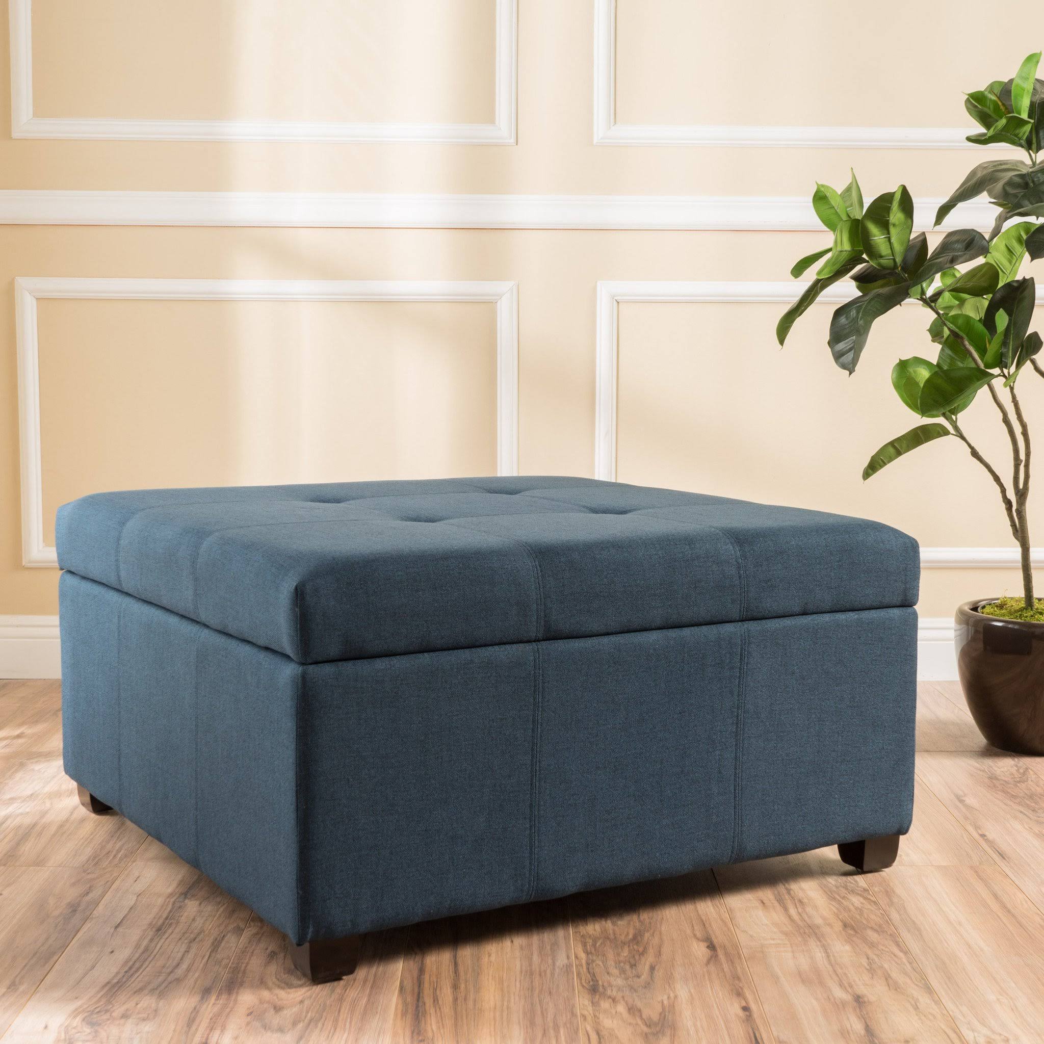 Dark Gray Fabric Storage Ottoman W333578
