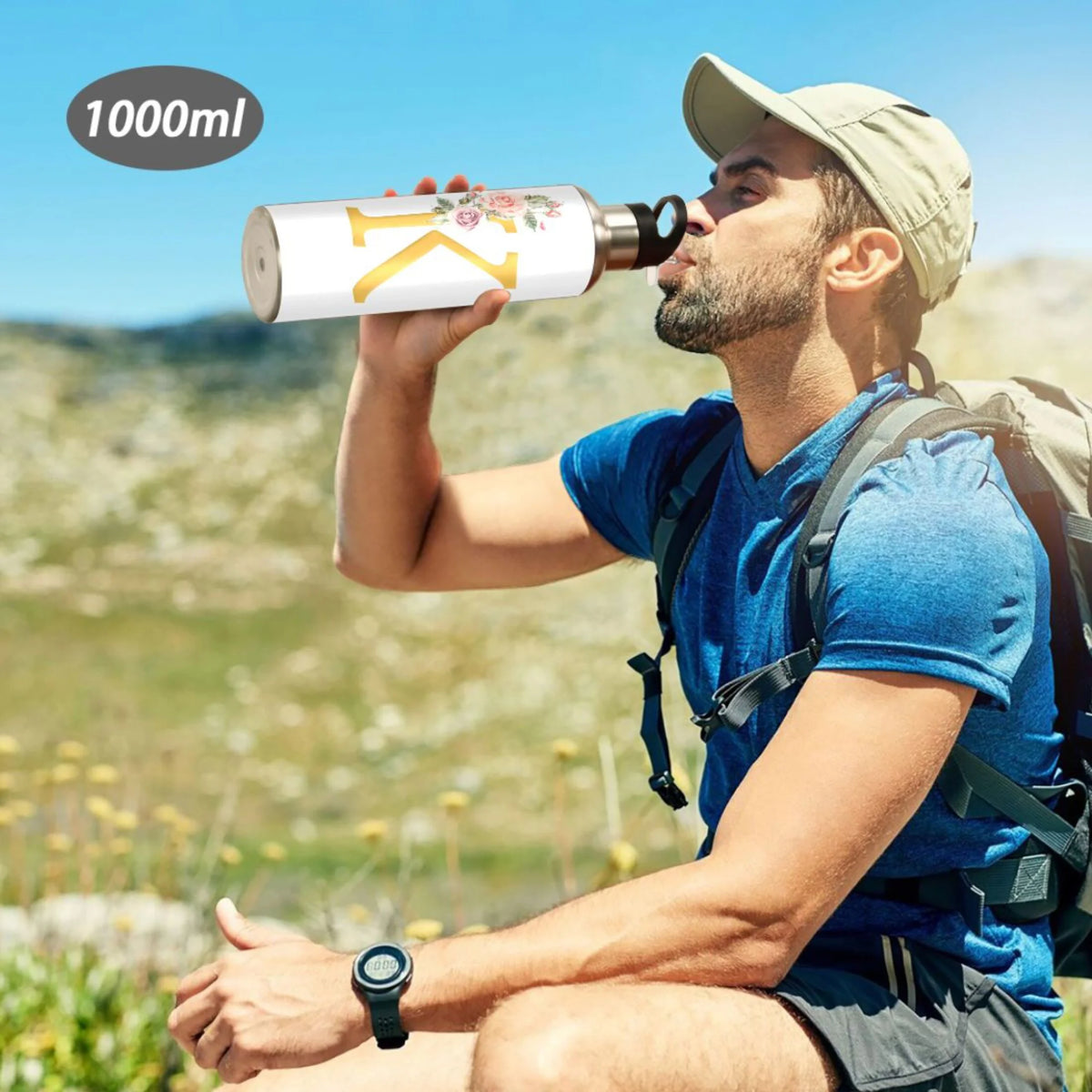 Stainless Steel Insulated Thermos Vacuum Flask Water Bottle with Straw Lid L5739