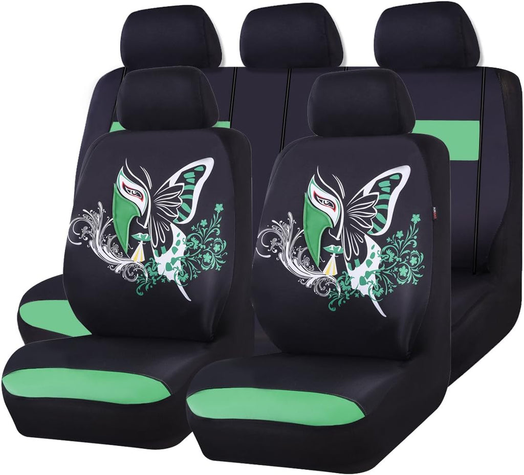 11PCS Universal Fit Car Seat Covers Set (Black with Pink) A9011