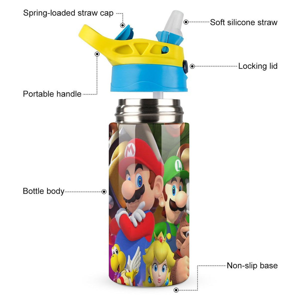 Insulated Stainless Steel Water Bottle with Straw W17424