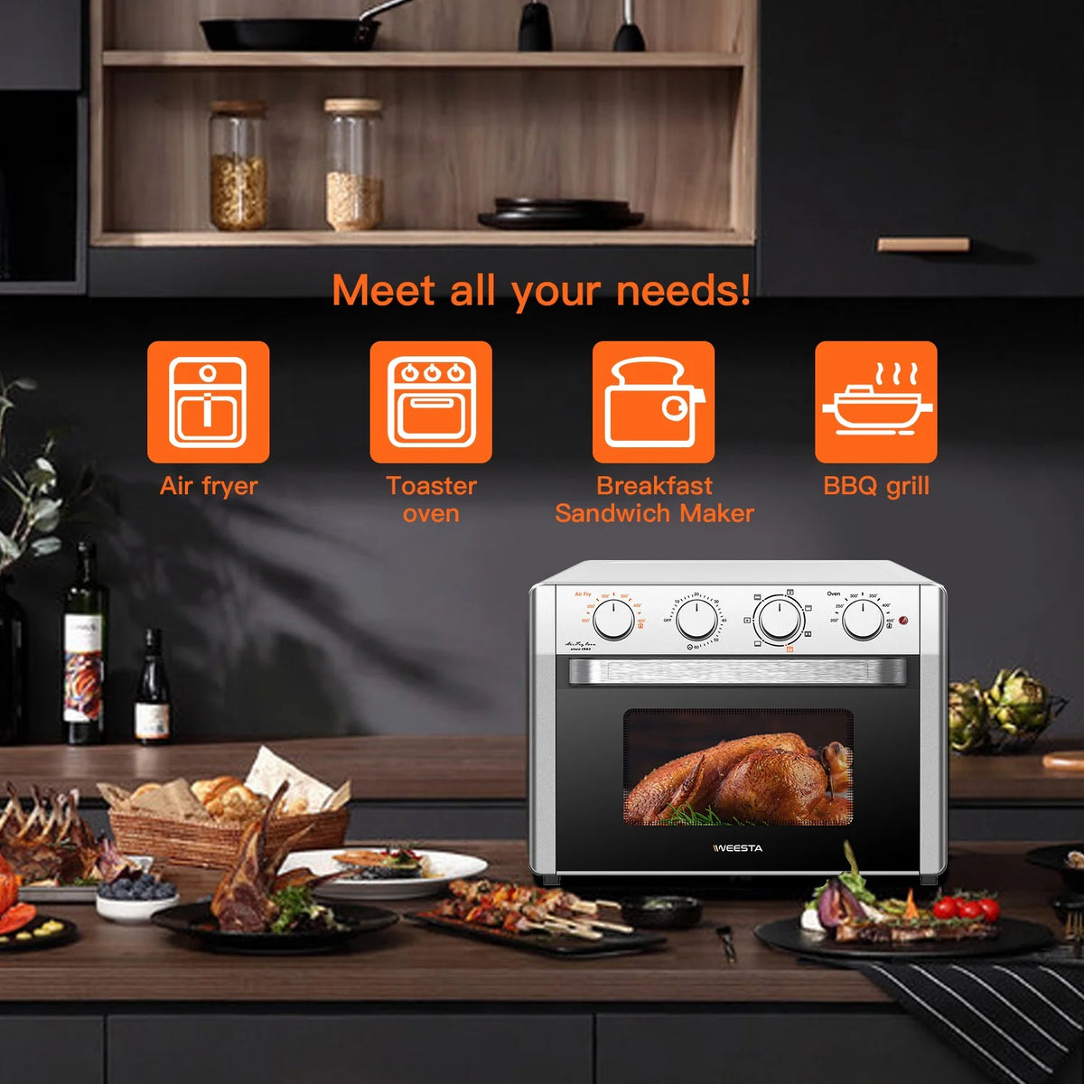 7-In-1 Air Fryer Toaster Convection Oven Combo 24 Quart J812228