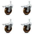 4 inch High Temp Phenolic Swivel Stem Caster Set with Total Lock Brake C383