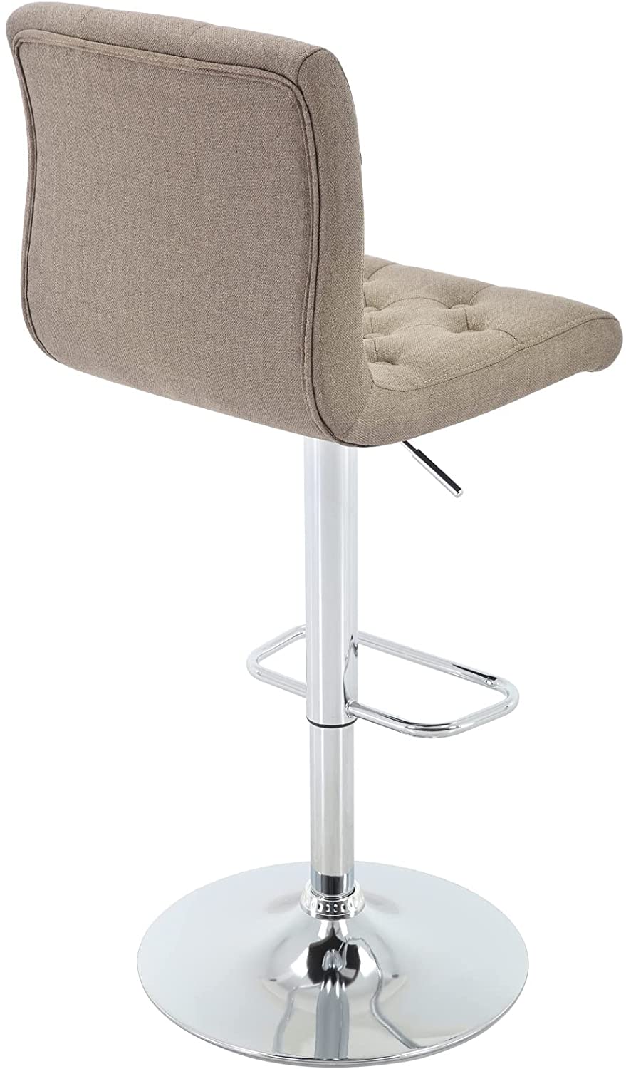 Tufted Swivel Bar Stool with Back, Fabric Upholstered Armless Bar Chair C949255