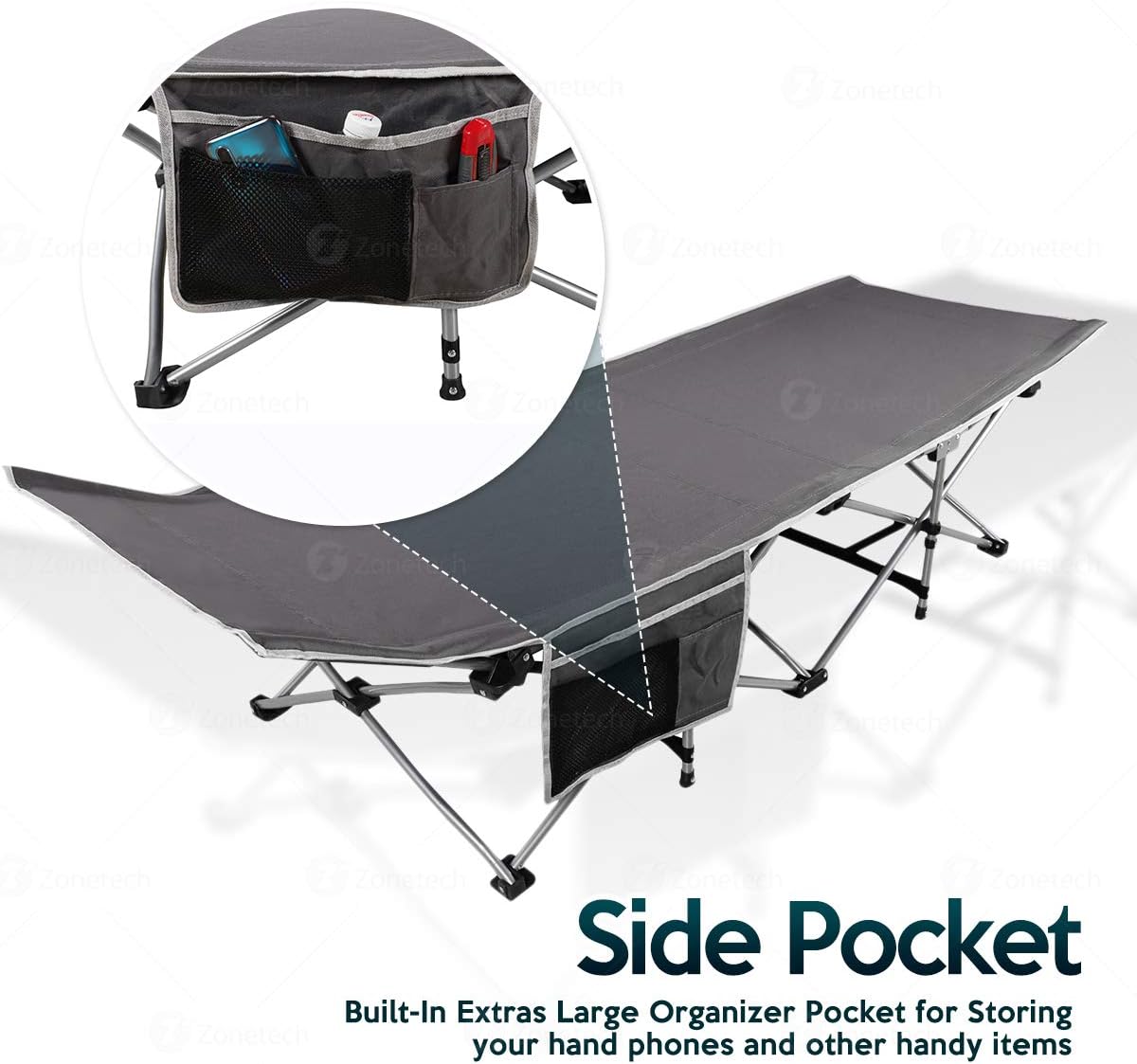 Grey Folding Outdoor Travel Cot 2 Pack H196582