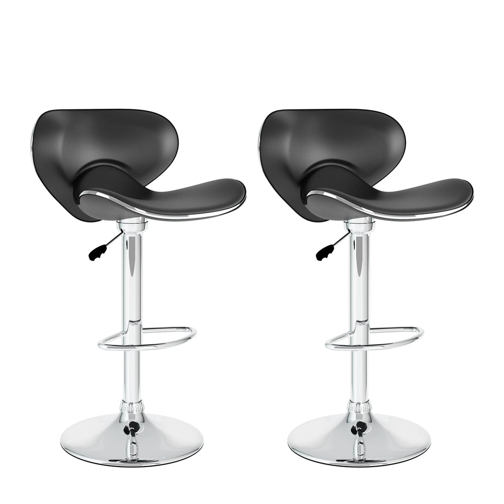Black Curved Adjustable Bar Stool Set of 2 B7630