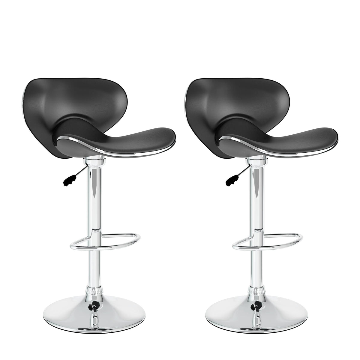 Black Curved Adjustable Bar Stool Set of 2 B7630