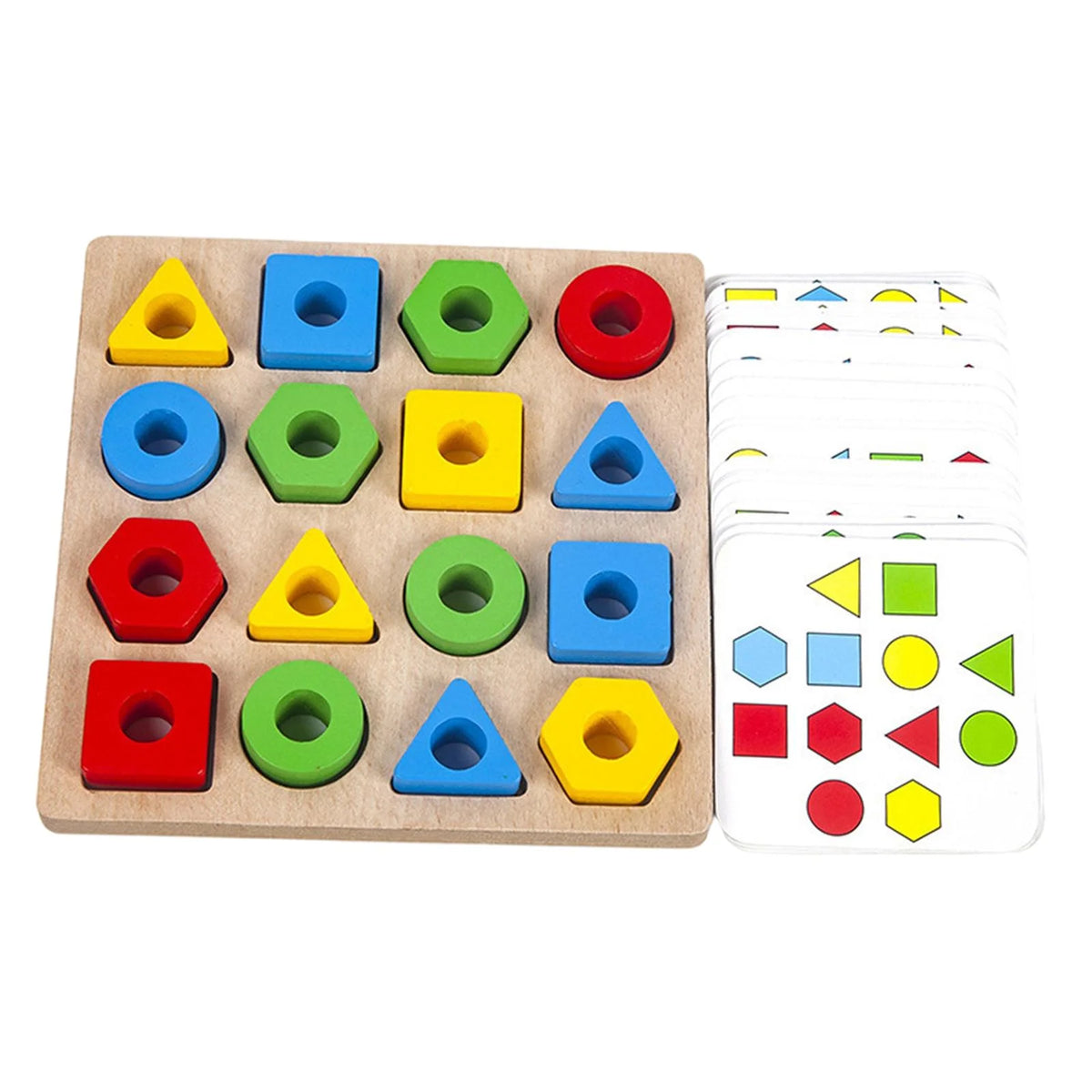 Wood Geometric Shape Matching Stacking Toys Educational Toys for Toddlers C96963