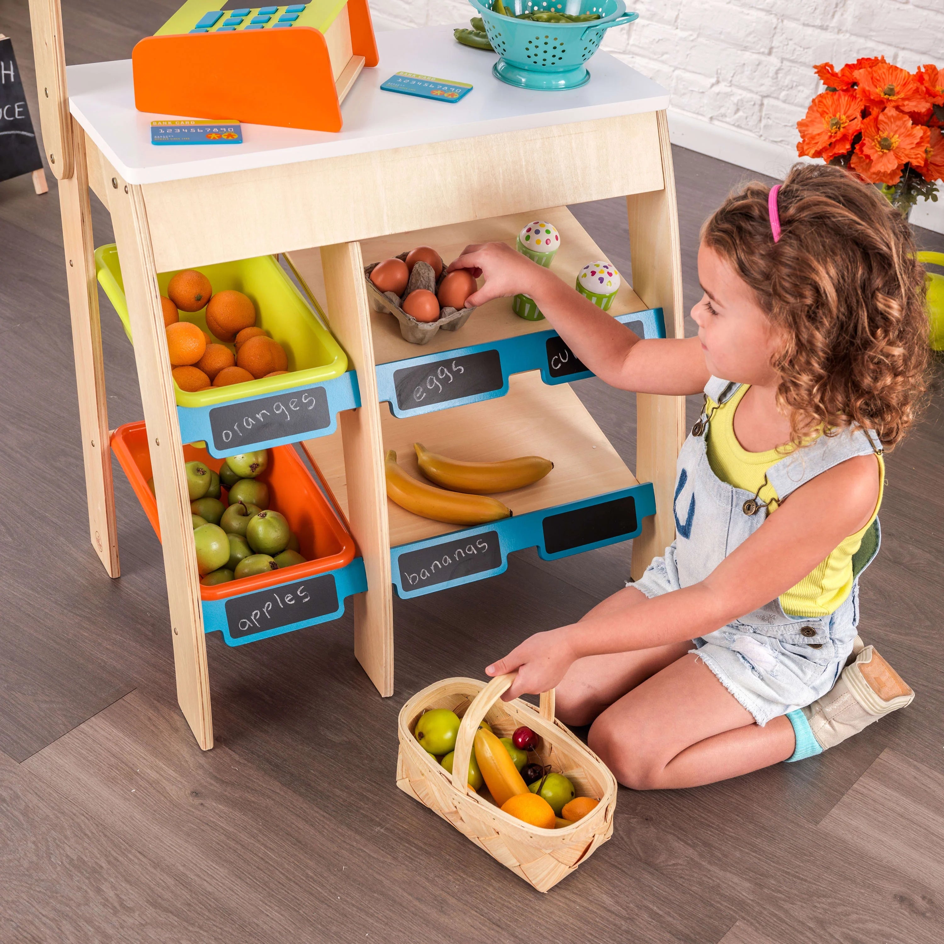 Wooden Grocery Store Market with Storage & Chalkboard P16258