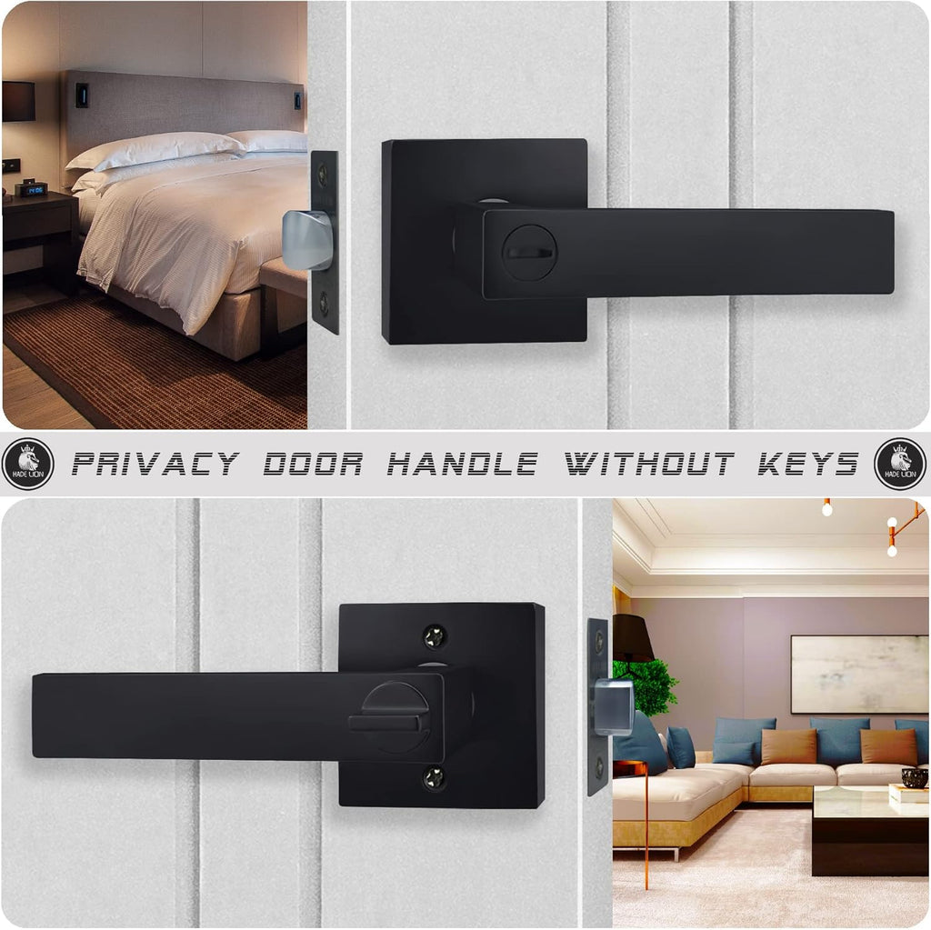 6 Pack Matte Black Square Door Handles M364