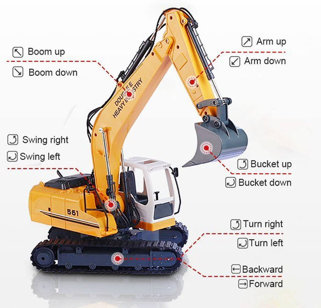17 Channel RC Excavator Tractor Toy Construction Vehicles with Metal Shovel and Breaker D862671