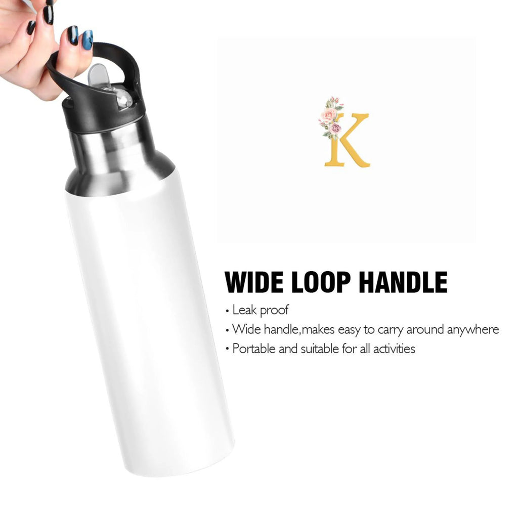 Stainless Steel Insulated Thermos Vacuum Flask Water Bottle with Straw Lid L5739