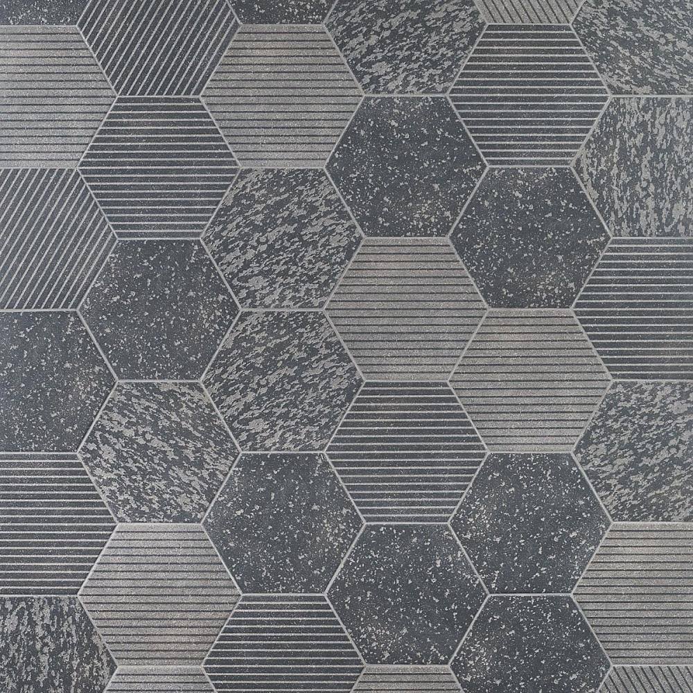Black 9 in. Hex Matte Porcelain Floor and Wall Tile (20 Pieces 9.47 Sq. ft. / CASE) S1429