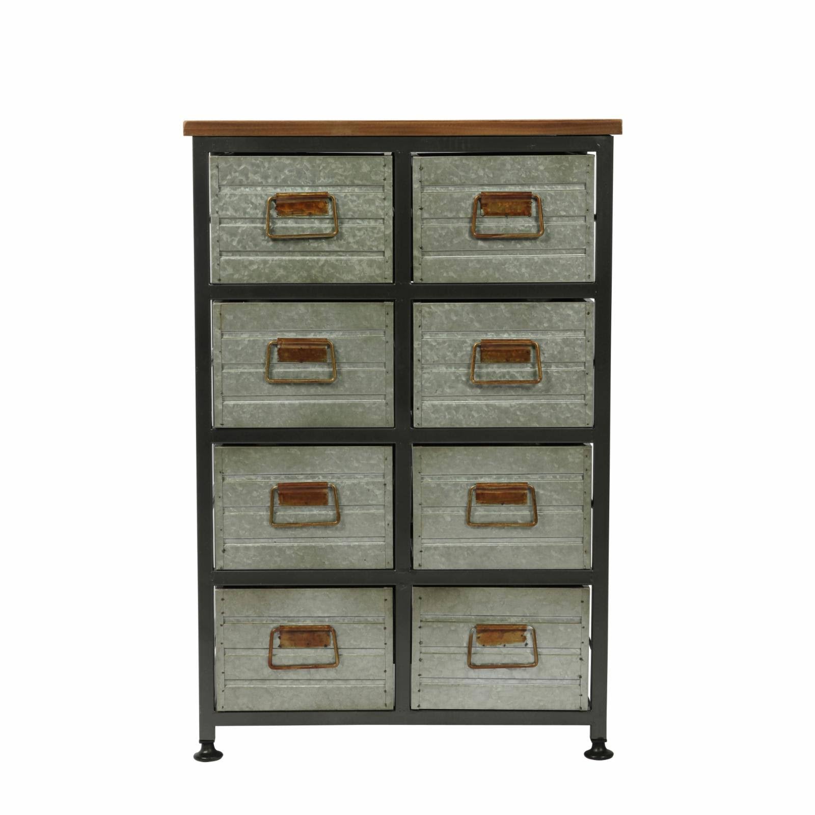 Gray and Brown Accent Cabinet with Solid Wood Top Q4409