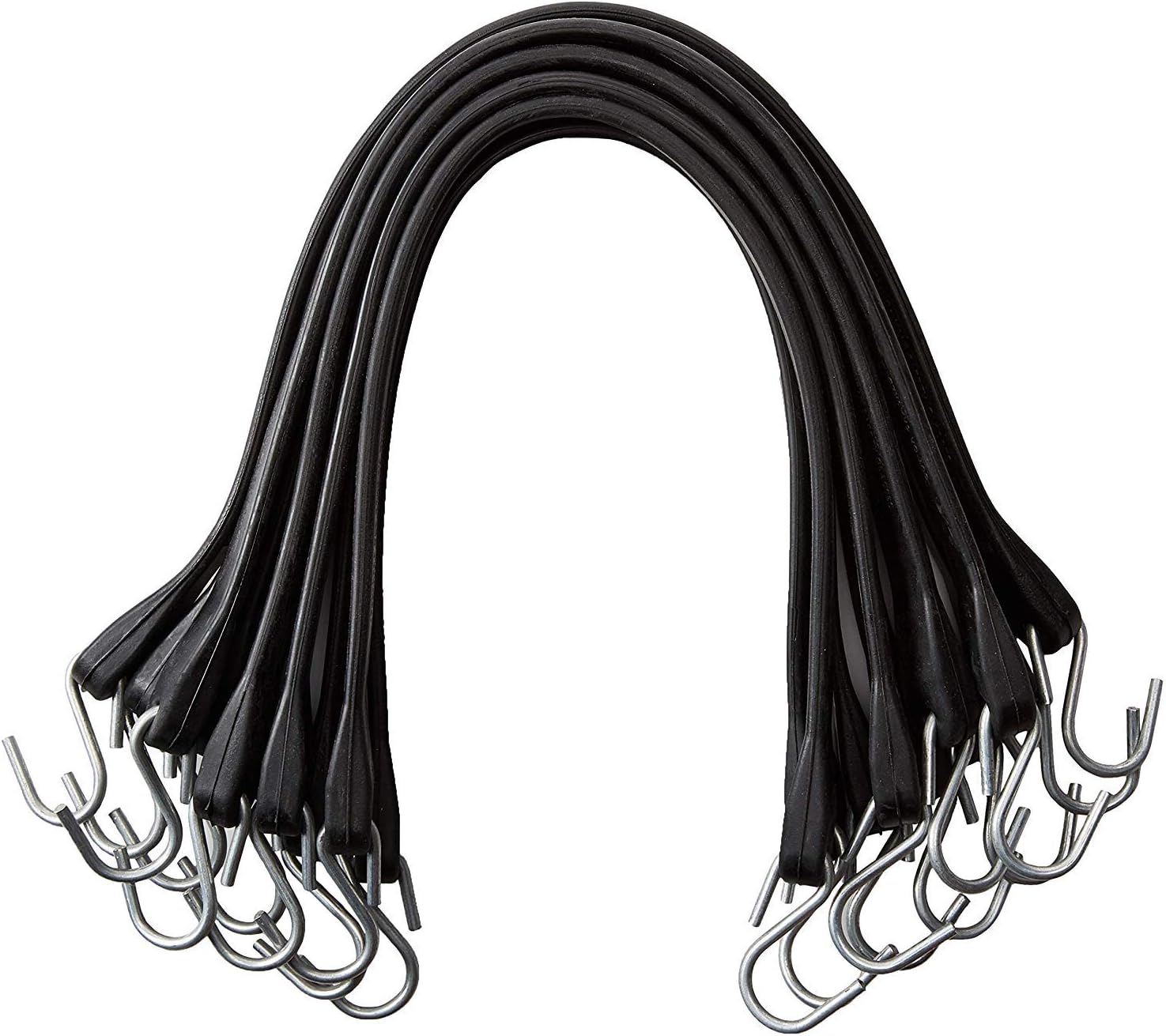 50 Pack 31 Inch Rubber Tarp Straps with Crimped Metal S Hooks Y55748