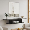 Black Floating TV Stand Wall Mounted Shelf Entertainment Center Wood Media Console with Storage Desk Under TV U2270