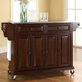 Vintage Mahogany Kitchen Island with Stainless Steel Top O81082