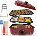 Red 3 in 1 Nonstick Electric Griddle with 3 Interchangeable Pans K42614