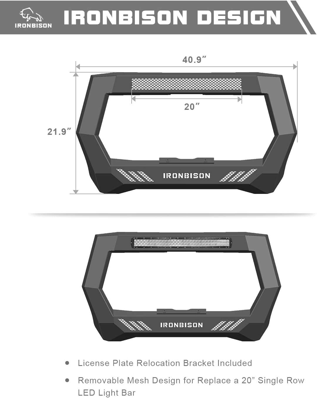 Black Front Bumper Brush Grille Guard U78145