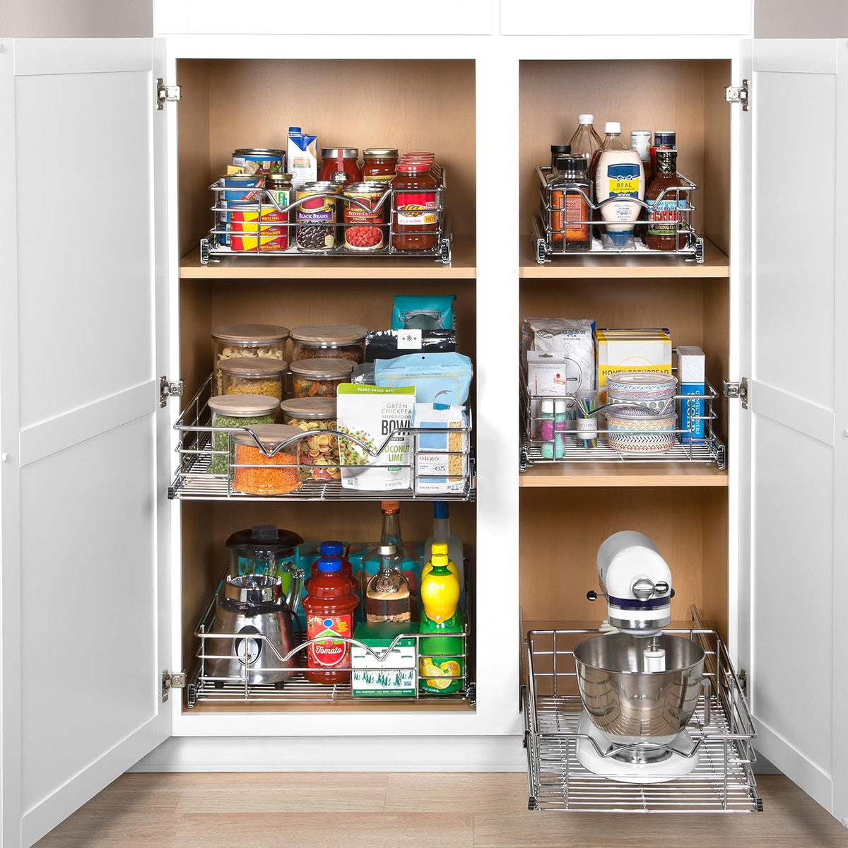Pull Out Cabinet Organizer Basket, 11W x 21D x 5H I7997