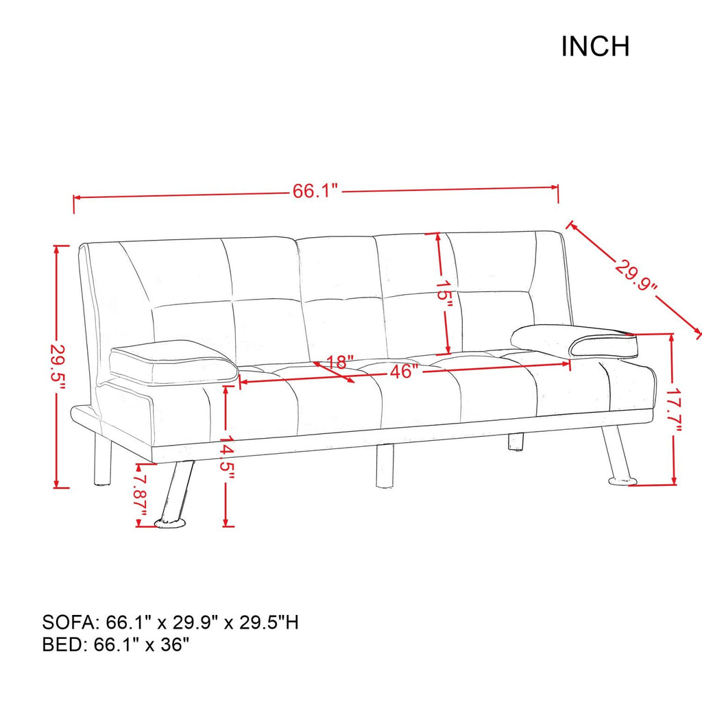 Light Grey Fabric Futon Sofa Bed I643576