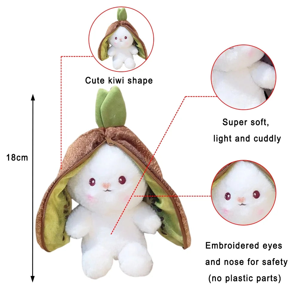 Brown Kiwi Reversible Bunny Plush Stuffed Animal A299360