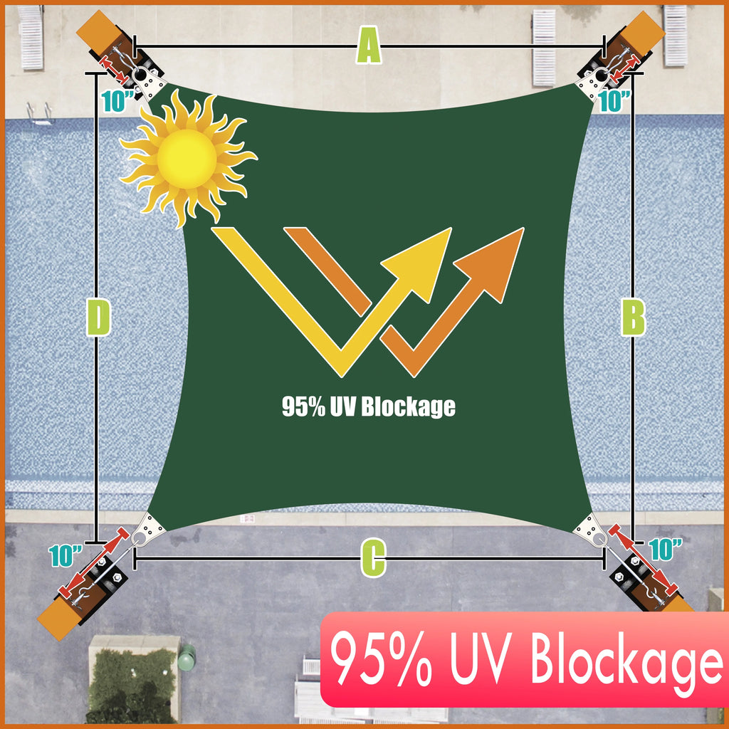 12' x 12' Green Square Sun Shade Sail Canopy A3004