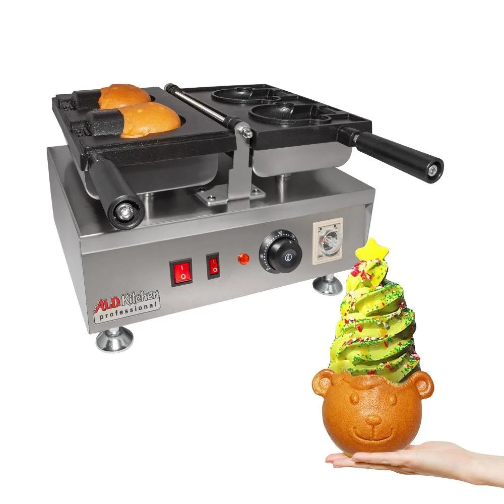 Stainless Steel Nonstick Taiyaki Maker with 2 Bear Shaped Molds B757