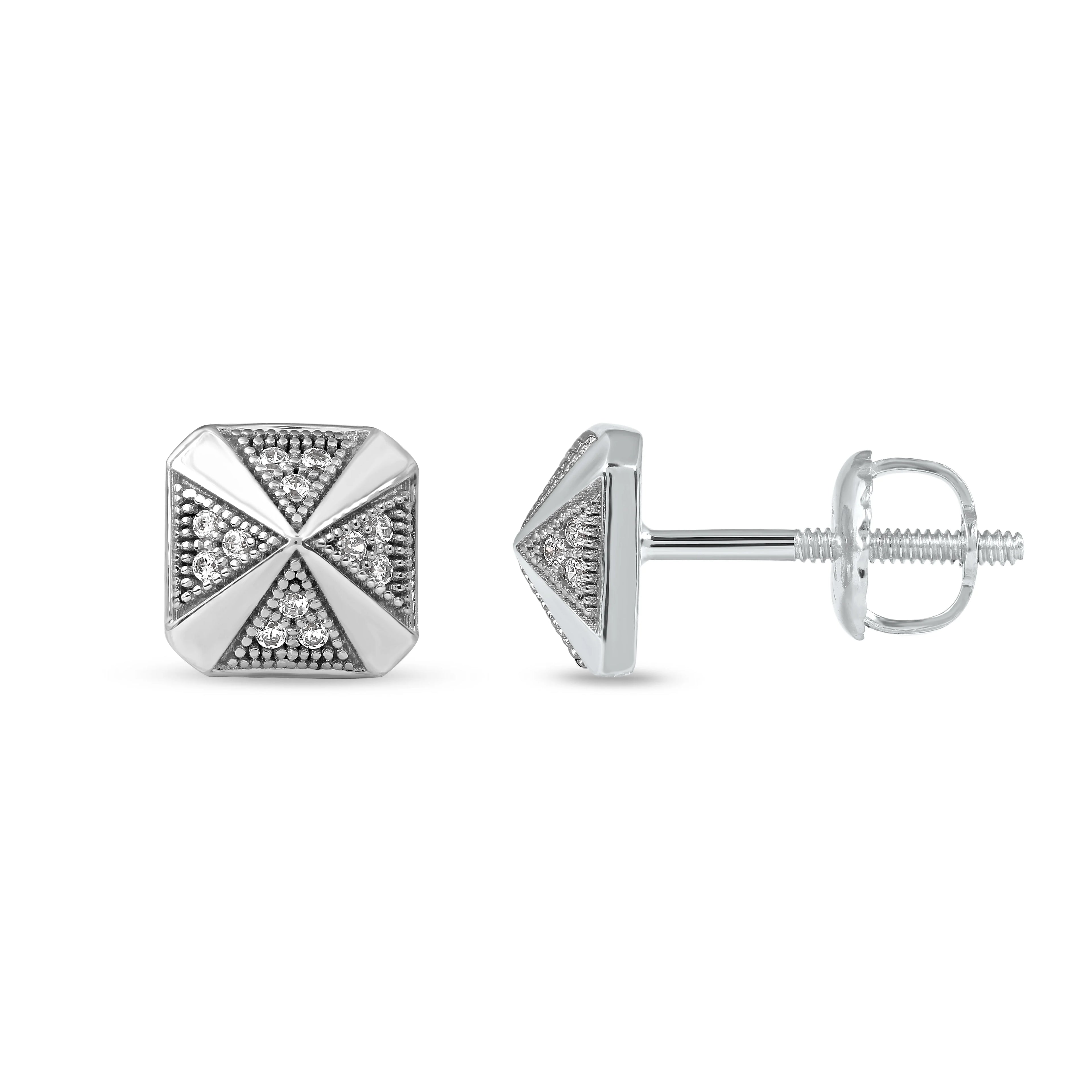 S925 Sterling Silver Diamond Stud Earrings J87537