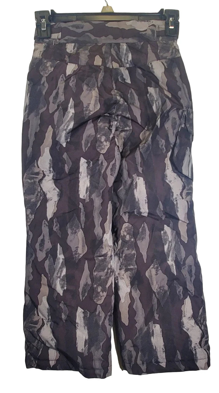 Camo Print Insulated Ski Pants, Black/Gray, Large 10/12 Q46508