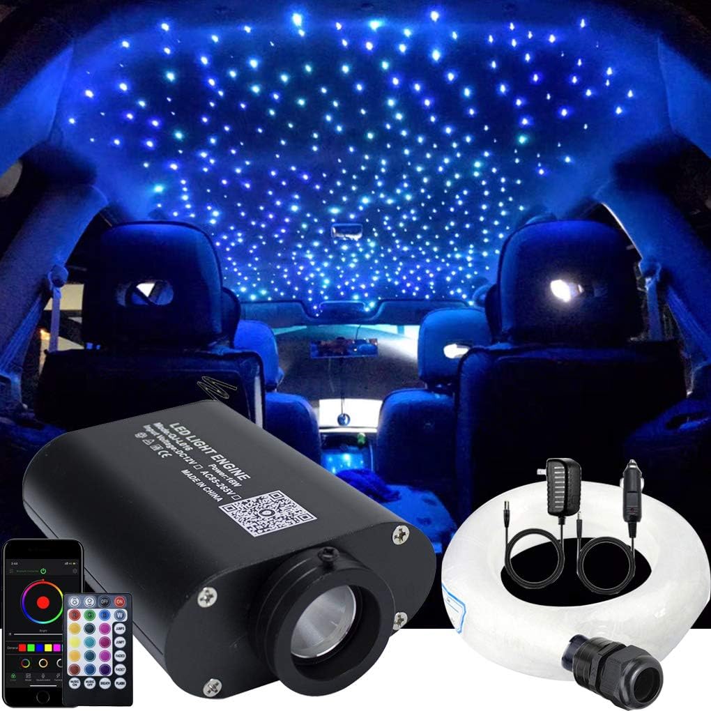 LED Bluetooth RGBW Fiber Optic Light Kit with 550pcs 0.03in 13.1ft Fibers M84896