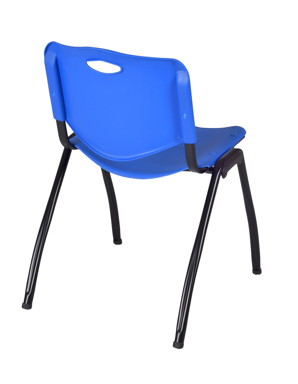 Beige Square Breakroom Table with 4 Blue Stack Chairs H51892